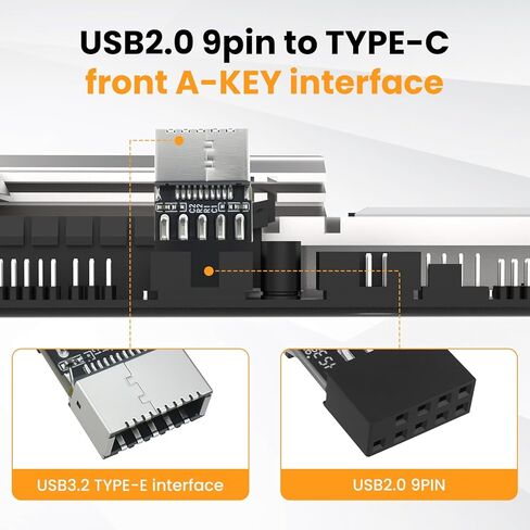 USB 2.0 to USB 3.2 Gen 1 header Adapter ، 9pin male to type-e key-main-mainboard extense extens in Kuwait