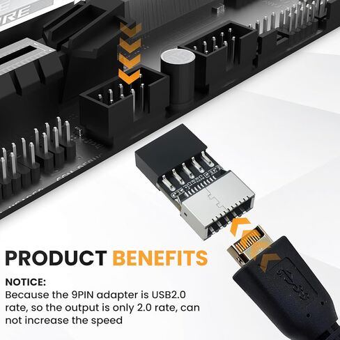 USB 2.0 to USB 3.2 Gen 1 header Adapter ، 9pin male to type-e key-main-mainboard extense extens in Kuwait
