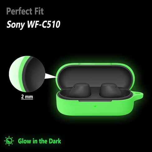 علبة سيليكون مرنة Geiomoo Soft for Sony WF-C510 ، غطاء واقي مقاوم للخدش مع Carabiner (Navy Blue) in Kuwait
