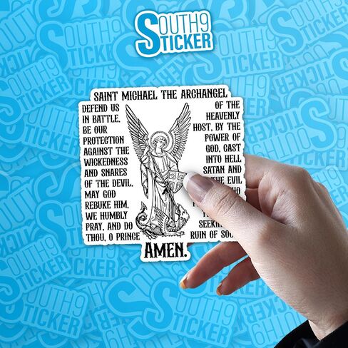 (3Pcs) St Michael Prayer Catholic Archangel Sticker Bible Christian Religious 2" Waterproof Die-Cut Vinyl Sticker for Laptop Water Bottle Phone Car Sticker Gifts 2 Inches in Saudi Arabia
