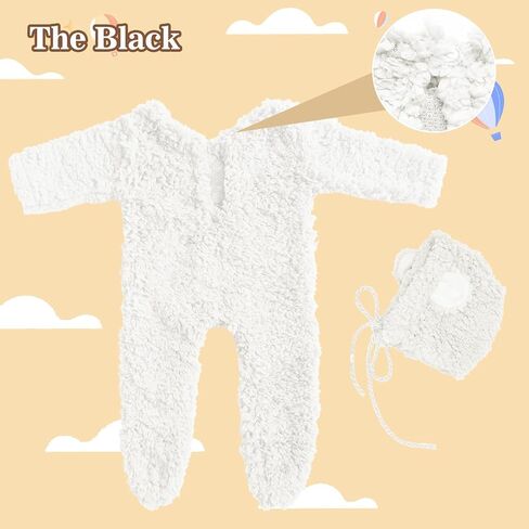 Kunyeah Baby Fleece Photo Photography Prop Outfits Infant Bear Bodysuit with Hat Newborn Photo Prop Romper for 0-3 Months in Kuwait