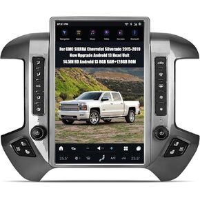 2024 Latest Android 13 Car Radio Head Unit for GMC Sierra Chevrolet Silverado 2015-2019 OEM 8 Inch Screen, 14.5 Inch T-Style Car Multimedia Player GPS Navigation 8GB+128GB - Silver Grey