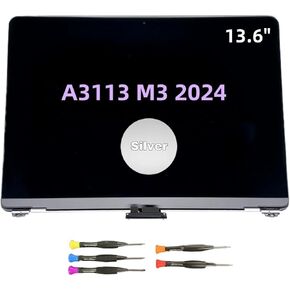 New LCD for MacBook Air Retina 2024 M3 A3113 EMC 8611 MRXP3 MRXR3 MRXU3 MRXN3 MRXQ3 MRXT3 MRXV3 13.6inch 2560x1664 Full LCD Screen Display Assembly Silver