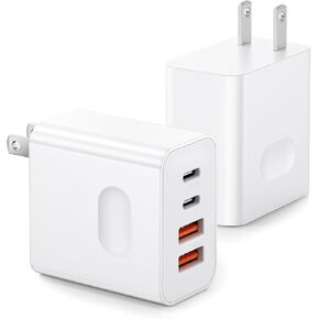 USB C Fast Charger Block,2Pack 40W 4-Port Fast Charging Block USB C Charger Dual USBC Power Adapter + QC Wall Plug, Multiport Brick Type C Block Adapter for Apple iPhone 16/15/14/13/12/11 Pro Max,iPad
