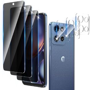 3+3 Pack Privacy Screen Protector Designed for Motorola Moto G 5G 2025 With 3 Pack Camera Lens Protector,Full Coverage Anti-Spy Tempered Glass Film,9H Hardness,Bubble Free,Easy to Install