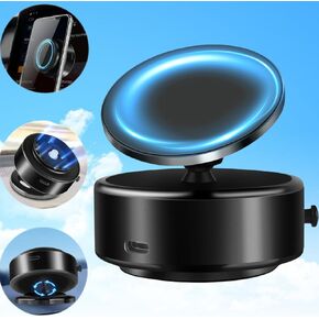 Vacuum Magnetic Suction Phone Mount,360°Rotatable Suction Cup Magnetic Phone Holder Black Adjustable Electric Car Phone Mount Universal Cell Phone Holder Stand for Car/Shower/Gym/Mirror/Smooth Surface