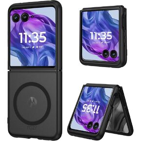 DUEDUE for Motorola Razr Plus 2024 Case, Moto Razr 50 Ultra 5G Case Magnetic, Slim Protective Phone Case for Motorola Razr+ Plus 2024/Moto Razr 50 Ultra 5G 6.9", Black