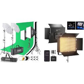 NEEWER AP150B 150W Bi Color LED Panel Video Light, 1440 LEDs 49500Lux@0.5m 2500K-8500K CRI96+/TLCI97+, Photography Lighting Kit with Backdrops Included for Pro Studio Photography