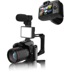 HURRISE 64MP Digital Camera 16X F 2.7 2.95mm Digital Zoom Lens,4k Cameras for Photography & Video, Vlogging Camera for YouTube with 4800mAH Battery (Camera + Fill Light)