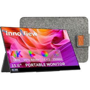 InnoView 15.6" 4K Portable Monitor+ Sleeve Portable Screen Eye Care Lightweight HDR Travel Monitor for Laptop MacBook Xbox PS5 Switch PC Phone