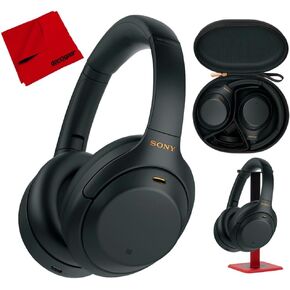 Sony WH-1000XM4 Wireless Premium Noise Canceling Overhead Headphones with Mic for Phone-Call and Alexa Voice Control, Black WH1000XM4 Bundle with Deco Gear Pro Audio Headphone Stand