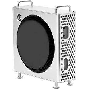Portable Stand Case for Mac mini M4/M4 Pro Silver Aluminum Alloy Chassis Stand Shell Compact, Lightweight,Easy to Carry,Optimized Cooling,Dual Handle Design,Desktop Space Optimization Accessories