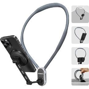 Magnetic Neck Phone Holder for Recording, Hands-Free POV/Vlog Video Filming, Content Creator Essentials for Indoor/Outdoor, Cooking/Riding, 4 in 1 Neck Mount for iPhone Cell Phone Android (650mm)