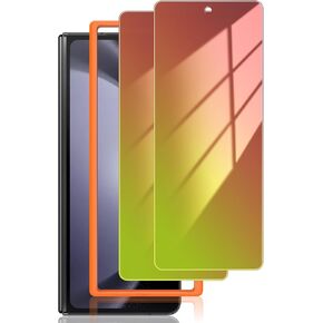 LYWHL 2-Pack Samsung Galaxy Z Fold 5 Privacy Screen Protector, Gradient Colorful Anti Blue Light Tempered Glass Front Screen Protector with Alignment Frame, Anti Scratch Bubble Free Sensitive Touch
