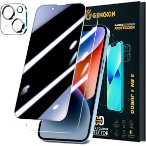 واقي شاشة الخصوصية (1pcs) لـ iPhone 14 (6.1 ") ، والفيلم الزجاجي المقسى (1PCs) وحامي عدسة الكاميرا (1PCs) ، مجموع 3pcs.