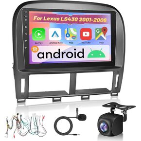 EKAT for Lexus LS430 2001 2002 2003 2004 2005 2006 Android Car Stereo [2+64G] - Wireless Carplay & Android Auto - 9 Inch Touchscreen Radio with EQ DSP, WiFi, GPS, Split Screen + AHD Backup Camera