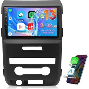 9.7 inch Android 13 Wireless CarPlay Android Auto Car Radio Receiver for Ford F150 2009-2014, 2+32G Touch Screen Double Din Car Stereo with GPS Navigation WiFi Bluetooth Backup Camera