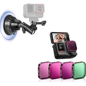 ND Filters Set(4 Pack CPL ND8 ND16 ND 32) for Insta360 ACE Pro (2)+Suction Cup Mount for Gopro Hero 13/12/11 Accessories