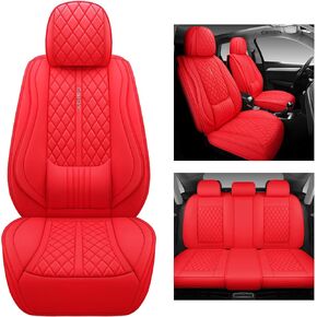 Csidy01 Pink and Black Leather car seat Covers Full Set, 5-Seater car seat Covers Universal Type Comfortable Smooth and Easy to Scrub, Suitable for Most Cars SUV Pickup Trucks (Black & Pink)