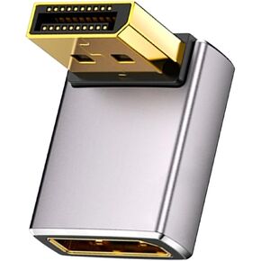 Duttek 8K 90 Degree Display Port 1.4 Adapter, Displayport Extender Adapter 32.4Gbps, Down Angle DisplayPort Male to Female Adapter (8K/60Hz, 4k/144Hz) for PC, Laptop 1Pack