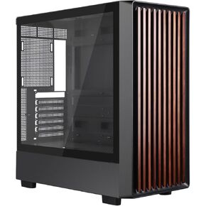 D1 Tempered Glass PC Case Meshify - Walnut Wood Front - Mesh and Glass Side Panel - Can Build in Up to 12 ARGB PWM Fans - High Airflow Mid Tower PC Gaming Case for ATX/mATX/ITX Motherboards Black