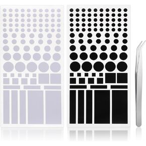 Ouligay 2 Sheets Led Light Blocking Stickers,Light Dimming Stickers,Blackout Stickers for Electronics,Black and White Light Dimming Stickers Led Cover,Send tweezer(100% 50-80% Shading Round Rectangle)