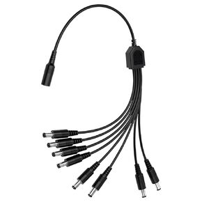 2Pack DC 1 Female to 8 Male 5.5mm*2.1mm Output Power Splitter Cable, 1 to 8 Way Y Splitter Adapter Wire for CCTV Security Cameras, Router, LED Light Strip and More (2 Pack,8 Way)