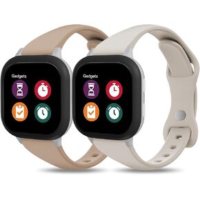 2 Pack Slim Silicone Compatible with Gabb Watch 3e Band 3 2 1/Gizmo Adventrue 3 3 2 1/SyncUP & Cosmo JrTrack 4/3/2 SE/2/JrTrack, 20mm Thin Narrow Soft Sport Strap for Small Wrist