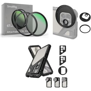 Bundle: SmallRig 67mm Magnetic CPL Filter Kit 4582+T-Mount to 67mm Magnetic Filter Adapter 4585+SmallRig for Samsung Galaxy S24 Ultra Phone Cage 4601