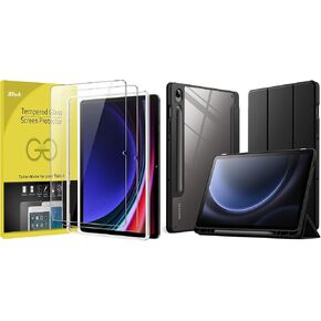 JETech Samsung Galaxy Tab S9 11-Inch, Galaxy Tab S9 FE 10.9-Inch Screen Protector and Samsung Galaxy Tab S9 FE 10.9-Inch Clear Back Case Bundle