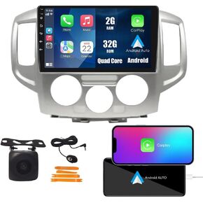 Kunfine Car CarPlay Android Auto Navigation Stereo GPS Radio Reverse Camera Display 9" IPS Touchscreen Headunit Tablet Pad Media Player for Nissan Nv200 2013-2019, if Applicable Quad Core 2G+32G