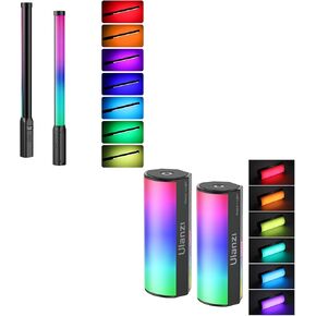 ULANZI VL119 Handheld Light Wand, 360° RGB LED Video Light Stick for Photography Rechargeable Tube Light, ULANZI 2 Pack Handheld Light Wand, 360° Photography RGB LED Video Light Stick Magnetic