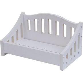 Baby Cot Wood Bed Newborn Bed Photography Pose Prop Removable Vintage Rustic Baby Bed White/Coffee for Birthday Photo (White)