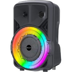 Supersonic IQ Sound IQ-5708DJBT 8-inch Portable Bluetooth Speaker with 8" High-Efficiency Woofer, TWS, USB/SD/AUX/Mic Inputs, FM Radio, Rechargeable Battery, and Remote Control