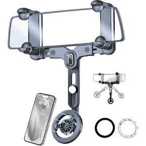 Rearview Mirror Phone Holder for Car, 360°Rotatable and Retractable Multifunctional, Four Corners Fixed Anti-Shake Design