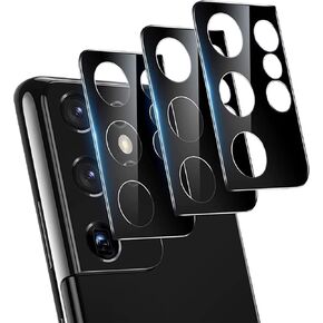 3 Pack Camera Lens Protector for Samsung Galaxy S21 Ultra 5G Tempered-Glass Camera Lens Cover, [Case Friendly] [Military Protective] [HD Clear] [Anti-Scratch], Black