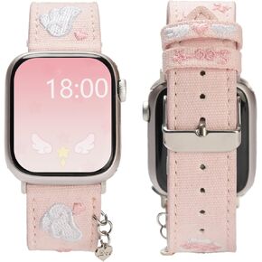 GeekShare Oxford Watch Band for Apple Watch Series 1-9 SE, 38/40/41mm,Adjustable Replacement Watch Strap Compatible with Apple Watch for Women Men - Star Wings Series