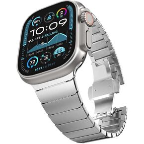 Surace Stainless Steel Band for Apple Watch Ultra 2 Link Bracelet 49mm 46mm 44mm 45mm, Metal Strap with Folding Clasp for Apple Watch Series 10 9 8 7 6 5 4 3 2 1 SE Ultra