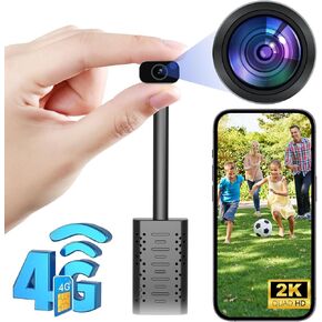 4G USB Wifi Camera with 300M SIM Card,No Wi-Fi Needed,HD2K Smallest Wireless Wifi 4G USB Camera,Motion Alert with App Live Streaming,Motion Detection,Night Vision,Cloud Storage for iOS/Android APP