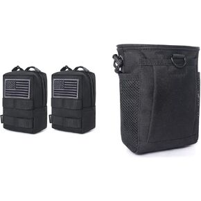 2 Pack Molle EDC Pouches and Molle Drawstring Dump Pouch
