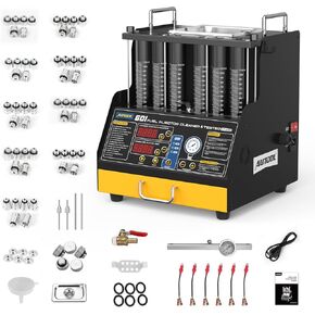 AUTOOL Fuel Injector Cleaner and Tester Machine, Ultrasonic Fuel Injection Cleaner 6 Cylinder for GDI, EFI, FSI, 12V/70V/120V, Color Display, 67.63oz Cleaning Tank, 3 Cleaning Functions 12 Test Modes
