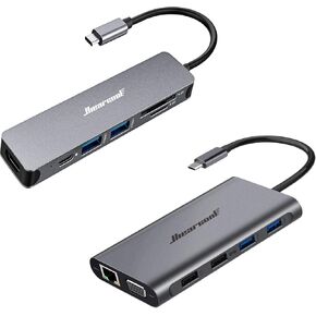 Hiearcool 7IN1 USB C Hub and 11IN1 Docking Station, USB C Adapter USB C Laptop Docking Station