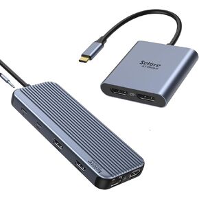 3 HDMI Docking Station with USB C to Dual DP Adapter,USB C Docking Station Dual Monitors
