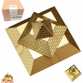 Solid Pure Brass Fidget Pyramid GyroscopeToys, Feng Shui Decor for Accumulating Wealth and Praying for Health, Christmas Desk top Accessory Toy, Anxiety Relief Items,Finger Spinner Toys for Adults-1p