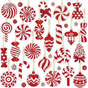 Hiboom 24 Pcs Snowman Diamond Painting Keychains Diamond Art Pendants Full Drill Diamond Key Rings 5d Diamond Painting Kits for Winter Christmas Hanging Ornament for DIY Craft Home Decor
