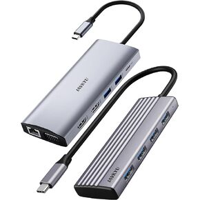 USB C Dock with 4 USB 3.0 Ports for Laptop and 14-in-1 USB C Docking Station Compatible with Dell/Surface/HP/Lenovo Laptop,Featuring Dual HDMI displays,Triple Display USB C hub Multi-Function Adapter