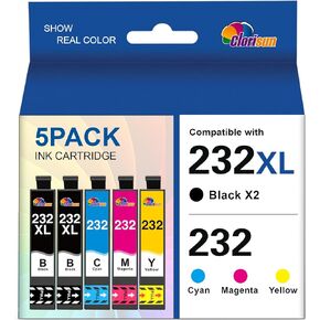 232 232XL Ink Cartridges Combo Pack Remanufactured Compatible for 232XL Ink Cartridges XP-4200 Printer Ink XP-4205 WF-2930 WF-2950 Printer (2 Black 1 Cyan 1 Magenta 1 Yellow, 5 Pack)