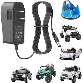 12V Battery Charger for Ride On Toys, 12V Power Supply for Kidzone Bumper Car, Kids Bumper Car Replacement AC/DC Adapter, Adaptador de carros eléctricos para niños