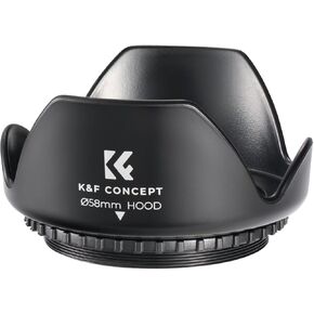 K&F Concept 58mm Lens Cap Cover + 58mm Tulip Flower Lens Hood for Canon Rebel T8i T7 T7i T6i T6 T6s T5i T5 T4i T3i SL3 SL2 SL1 DSLR Cameras
