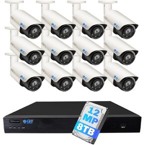 GW Security 16 Channel Ultrahd 12mp 6k @ 30fps realtime 3x motory mustrom poe security camera system with 12 × 12mp IP صوت ثنائي الاتجاه الرؤية الليلية في الهواء الطلق/داخلي ذكي الكاميرات الذكية
